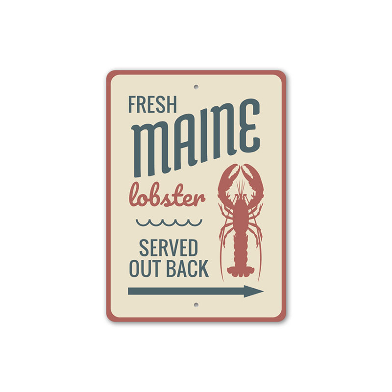 Plaque en aluminium Fresh Maine Lobster, H 18 po x l 12 po x P 0,06 po