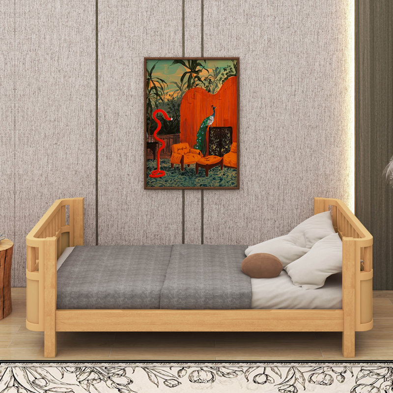 Lit plateforme simple en bois, Naturel, Simple
