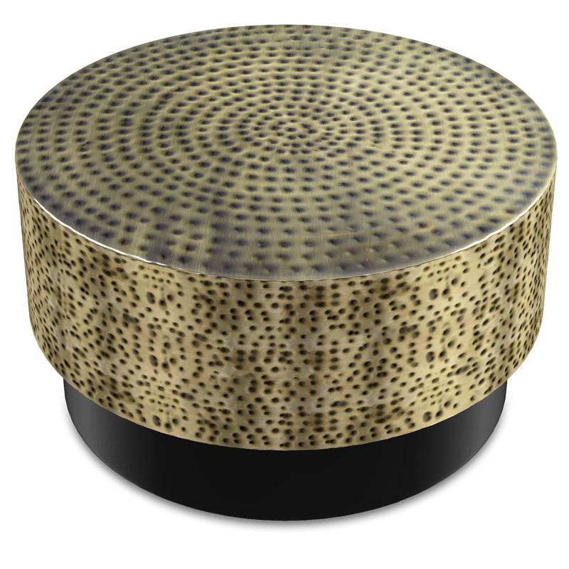Montrose 30" Round Antique Gold and Black Metal Coffee Table
