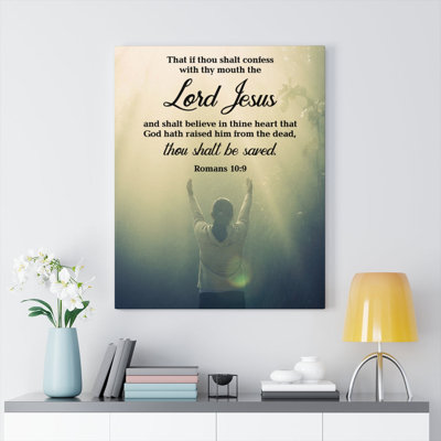«Confess your MOuth Romans 10: 9 Christian Wall Art Bible Verse Print» prêt à être accroché