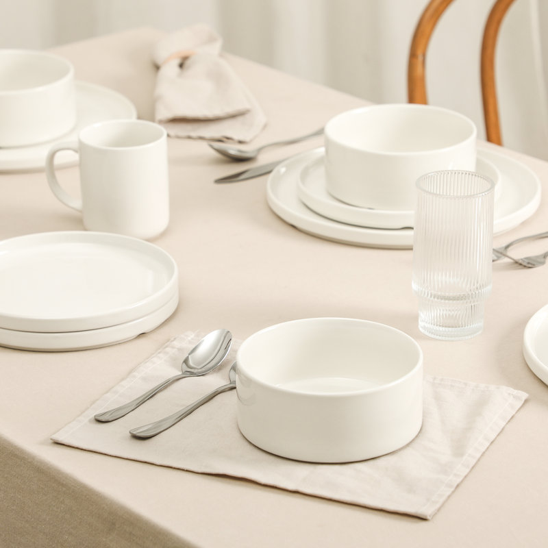 Ensemble de salle à manger 40 pièces, vaisselle en porcelaine, verres en verre et couverts en acier inoxydable
