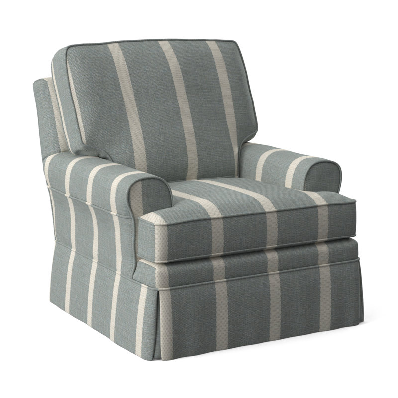 Belmont Swivel Armchair, Light Blue and White Stripe; 0256-54