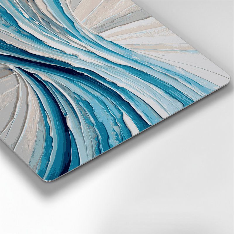 Art mural horizontal rayé bleu glacier, H 11 po x l 14 po