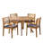 Tinnin 4 - Person Wood Patio Dining Set with Round Table , Cushions Included-2017917908