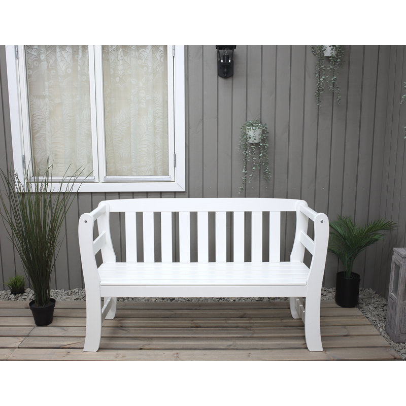 Clapen Solid Wood Pine Outdoor Bench, White