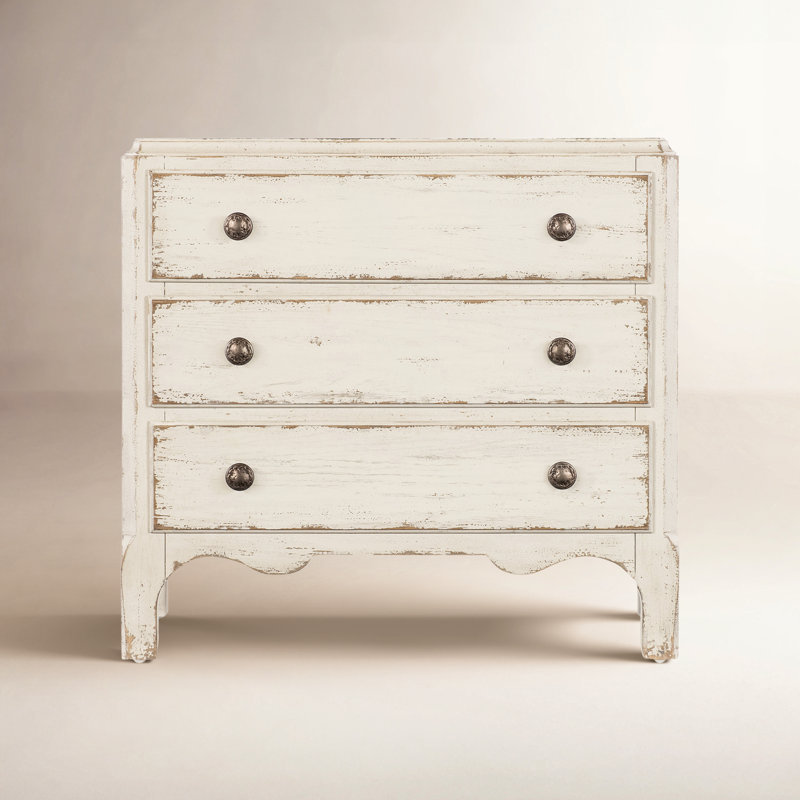 Americana Three-Drawer Nightstand, Cream/Beige