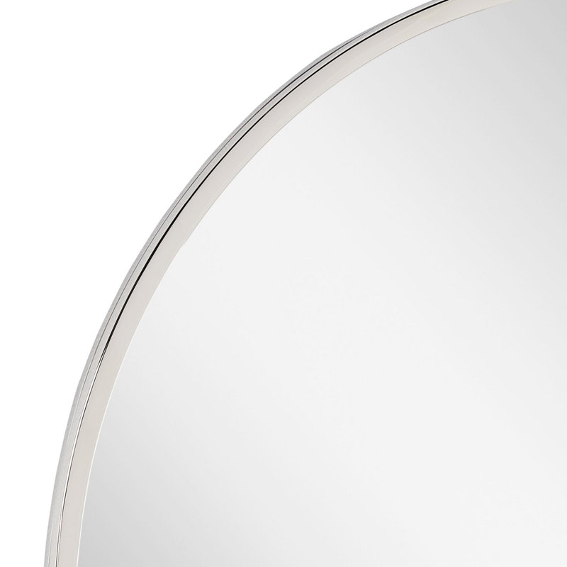 Colborne 32-1/2" x 24" Modern Oval Framed Bathroom Wall Mirror, Polished Nickel