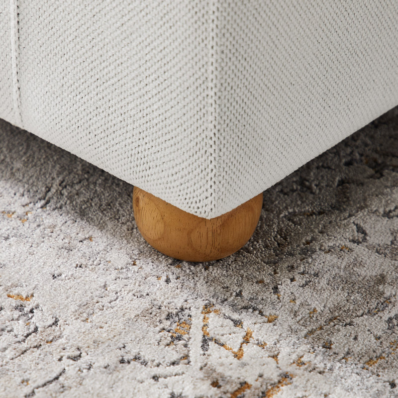 33.86Inch Chenille Fabric Upholstered Accent Chair, White Chenille