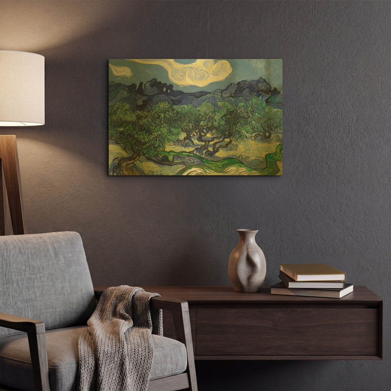 «The Olive Trees» par Vincent Van Gogh, art mural en métal doré, 24 po x 16 po, 24 po x 16 po