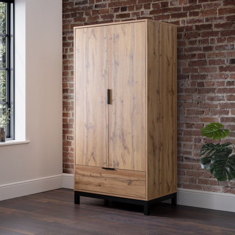 Yonkers 2 Door Manufactured Wood Wardrobe, Oak