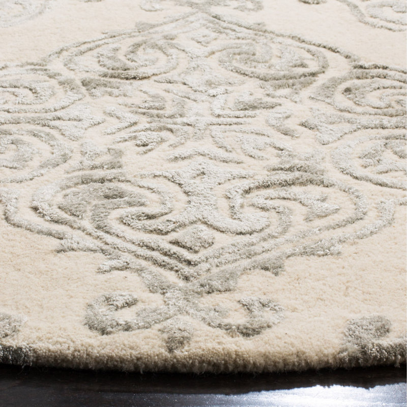 Tapis géométrique en viscose / laine touffeté à la main Bernon, Carré 6 pi