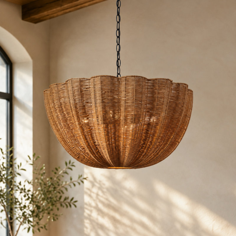Lustre en rotin à 4 lumières
