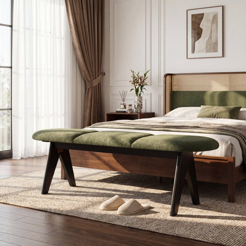 Banc rembourré Raleigh Mid-Century, Green