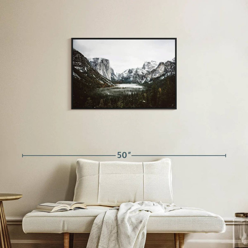 Yosemite Winter Magic, Cadre flottant noir, 31 po x 21 po