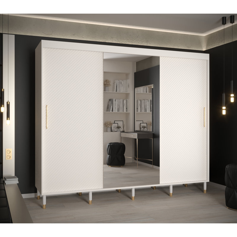 Lanece 3 Door Manufactured Wood Wardrobe, White