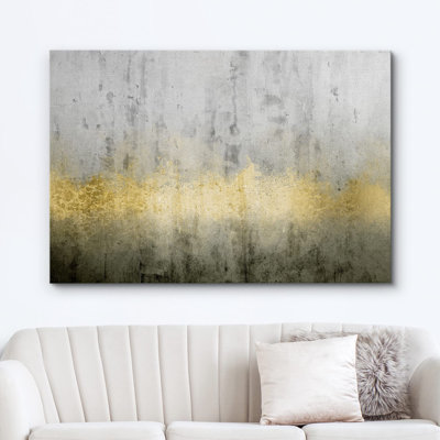 Or et gris abstrait paysage minimaliste moderne contemporain sur toile