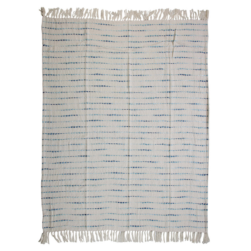 Jeté rayé en coton tissé