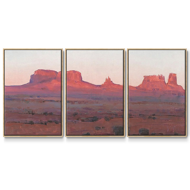 Red Rocks At Dusk II, reproduction encadrée sur toile 3 pièces, H 24 po x l 48 po x P 2 po, Naturel