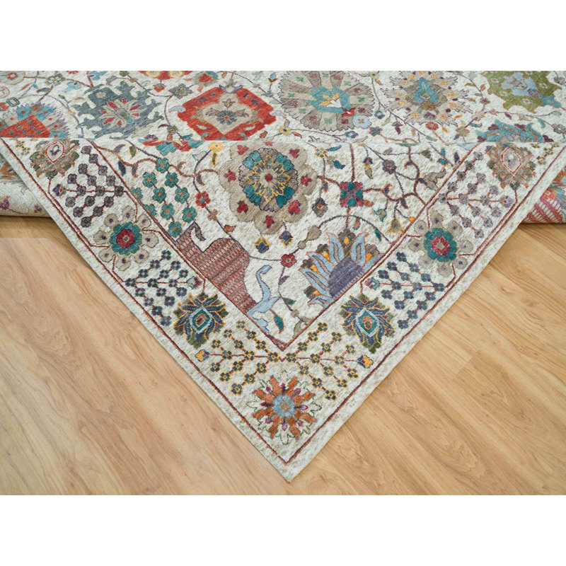 Tapis carré en soie / laine ivoire 10 pi 2 po x 10 pi 2 po C6DD25B735364539B463569A174B6F9D