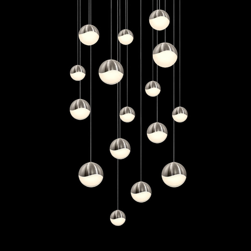 Sonneman Grapes 16-Light Crystal LED Pendant - Satin Nickel