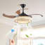 Ventilateur de plafond rétractable 48 po avec lumière et télécommande, moteur DC réversible silencieux à 6 vitesses, ventilateurs de plafond modernes à 4 pales pour la cuisine, la salle à manger et le patio