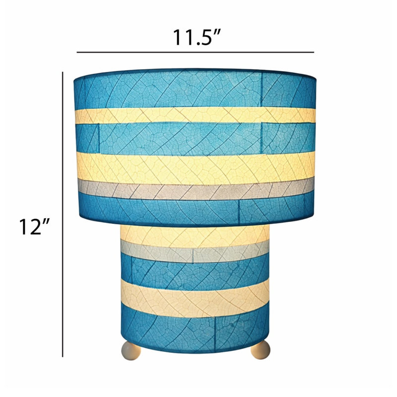 Lampe de table rayée champignon, Bleu