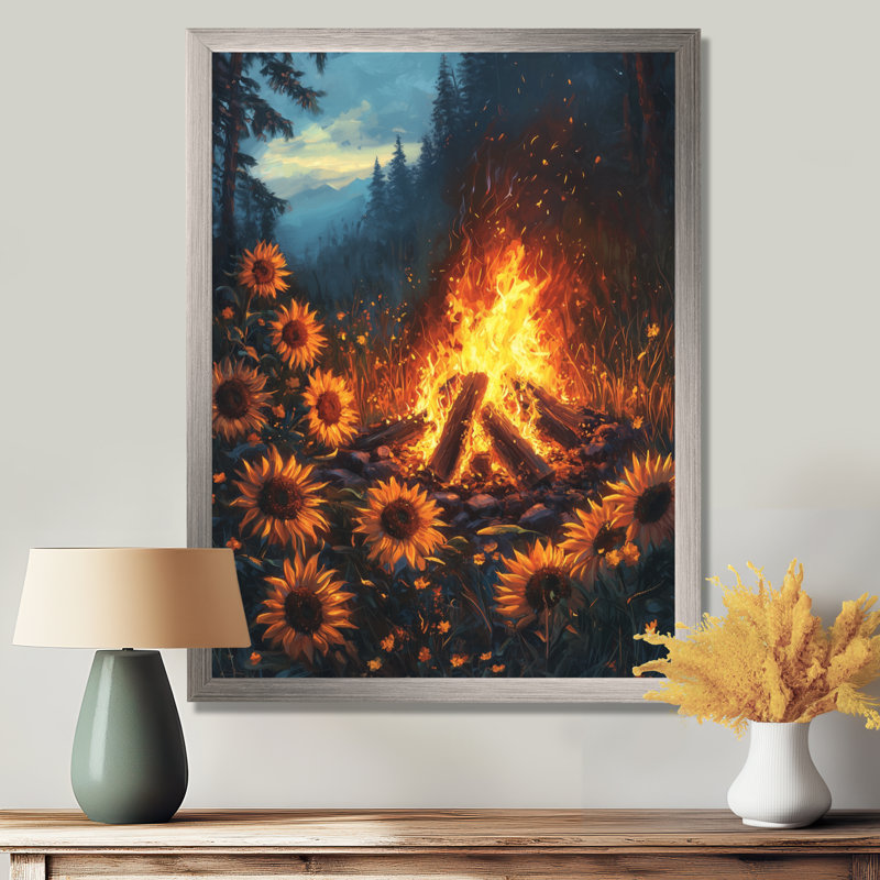 Dorus - art mural sur toile florale, H 20 po x l 12 po, Picture Framed, Argent argent
