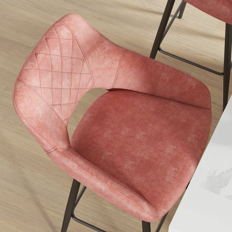 Orduna Upholstered Counter Stool with Metal Frame, Pink