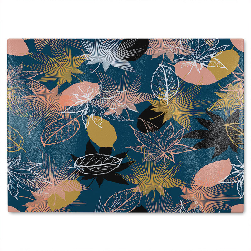 Maple Leaves Glass Chopping Board