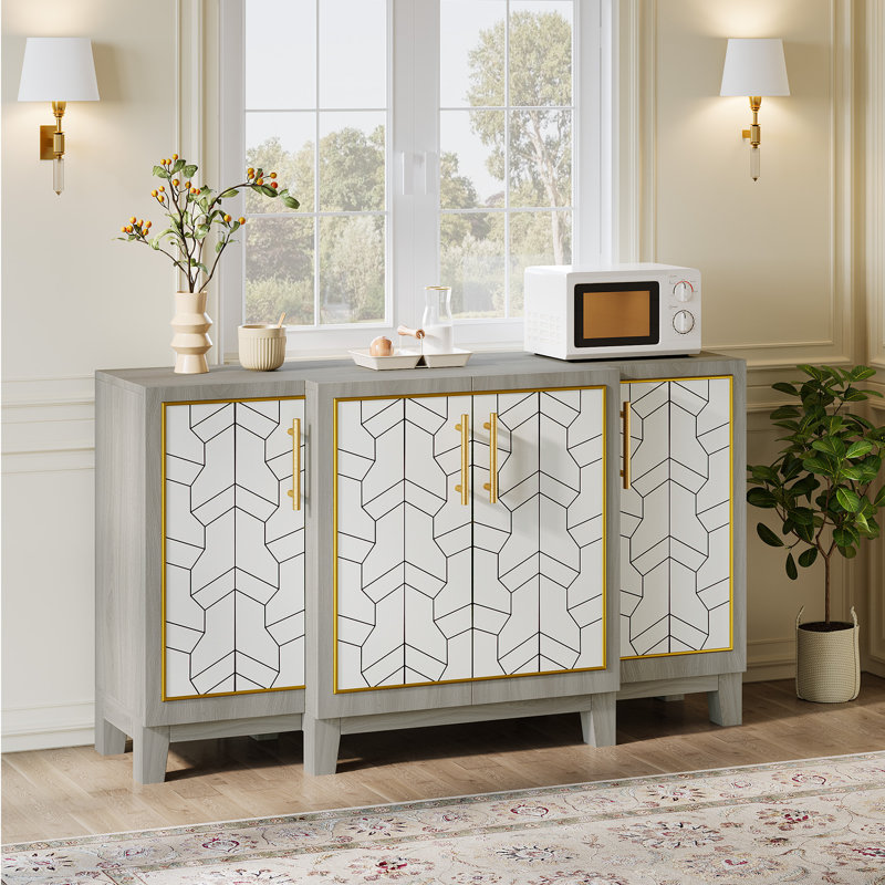 55"W Modern Sideboard Buffet with Adjustable Shelves