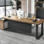 Bureau moderne en bois massif avec cabinet en L-1262193050