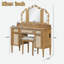 Meuble-lavabo de 44,37 po avec 13 ampoules Hollywood, 3 miroirs à trois modes d'éclairage, 3 grands tiroirs, 2 tiroirs de bureau, un rangement de table ouvert, 2 armoires, une station de charge et un tabouret-130197049