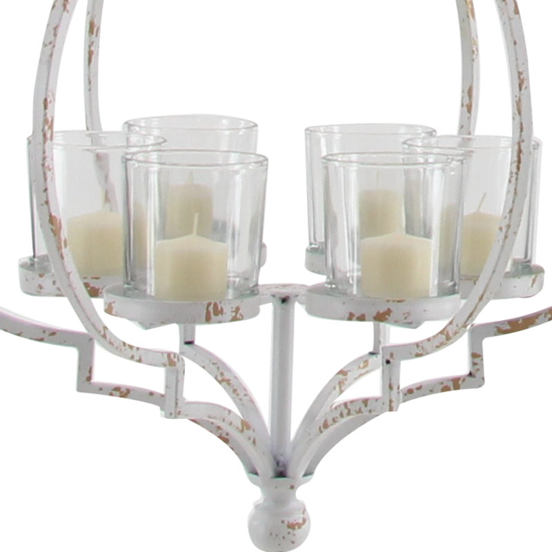 Bougeoir suspendu en métal 17 po x 17 po x 19 po, Blanc