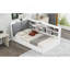 Lit plateforme simple en bois avec tête de lit avec rangement, tablettes et 2 tiroirs, blanc