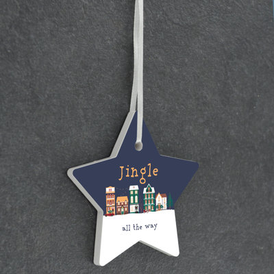 Carley Jingle All the Way Star Shaped Ceramic Ornament