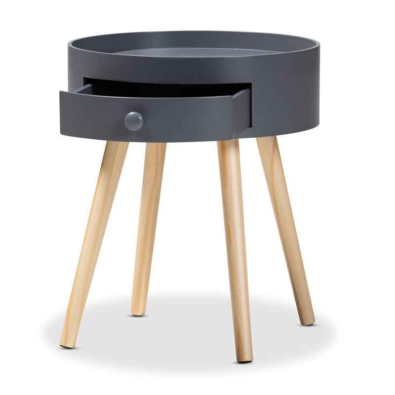 38cm W Solid + Manufactured Wood Bedside Table, Grey