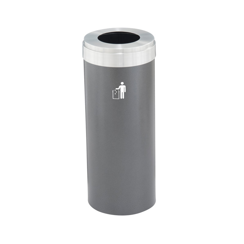 Poubelle, 15, Filon bronze / aluminium satiné, H 30 po x l 12 po x P 12 po