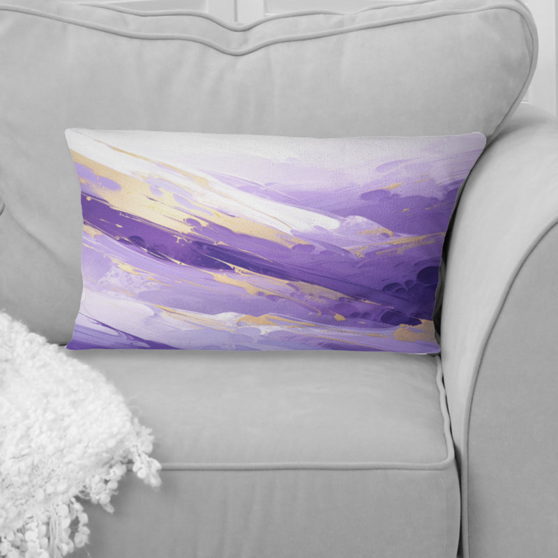 Coussin décoratif abstrait avec imprimé abstrait et mauve