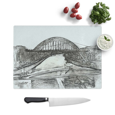 Tempered Glass Tyne Bridge Linking Newcastle in Abstract Chopping Board