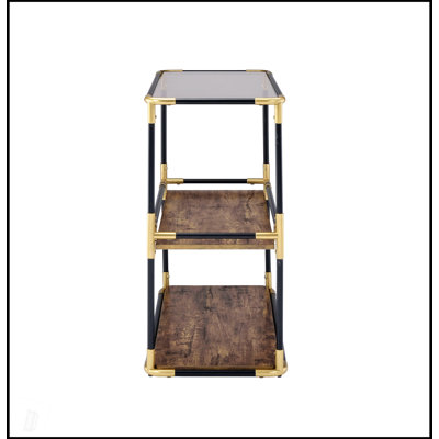 Heleris Smoky Glass Top & Black & Gold Finish Console Table, Stylish And Functional For Modern Interiors