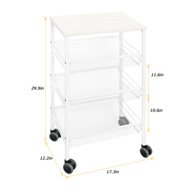 29.9'' H x 17.3'' W Utility Cart with Wheels