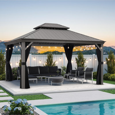 14 pi. L 12 pi. D Pavillon de jardin en aluminium