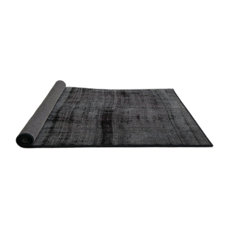 Tapis gris/zone noire contemporaine, Rond 8 pi
