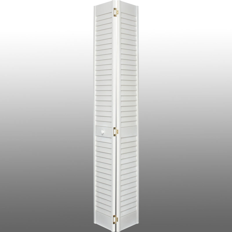 28 in. x 80 in. White Pine Plantation Louvered Bi-Fold Door