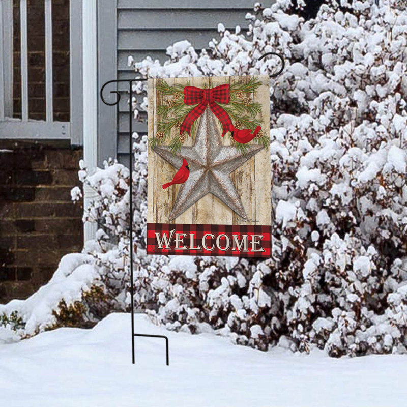 Drapeau festif de jardin d'hiver Barnstar,  Rouge / vert / gris