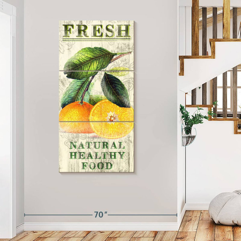 Oranges fraîches, reproduction sur toile, H 39 po x l 80 po x P 1,25 po