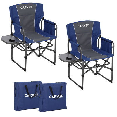 Oversized Heavy Duty Director's Camping Chair, Portable Folding Outdoor Lawn Chair with Side Table, Storage Pocket, Supports 330 lbs