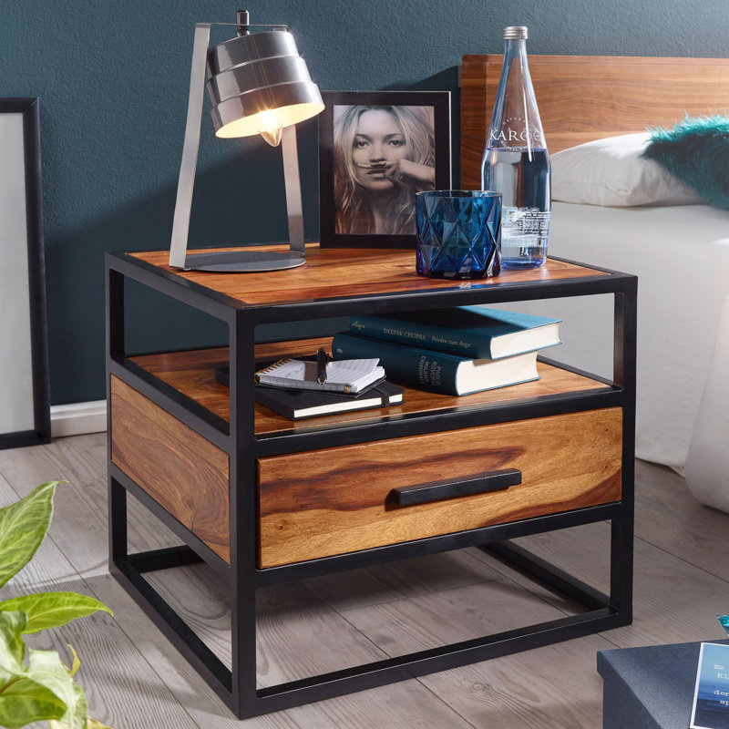 Mosquera 50cm W Iron Bedside Table