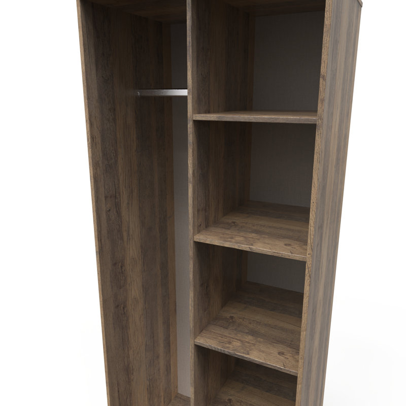 Fully Assembled 2 Door Wardrobe, 197cm H x 74cm W x 53cm D, Vintage Oak