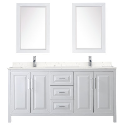 Daria 72'' Double Bathroom Vanity with Carrara Marble Top